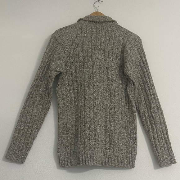 Oscar de la Renta Zip Up Ribbed Sweater L Long Sleeve Cable Knit Beige 1/4 Zip - Picture 7 of 13